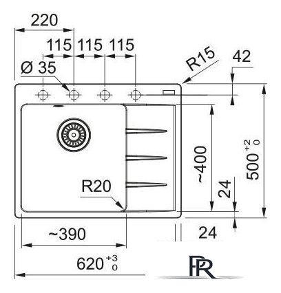 Кухонная мойка Franke Centro CNG 611-62 TL 114.0738.004 (серый сланец) - Изображение №3 — Интернет-магазин ПроЗаказ
