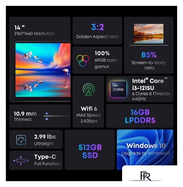 Ноутбук Chuwi CoreBook X 2023 CWI570-521E5N1HDMHX - Изображение №9 — Интернет-магазин ПроЗаказ