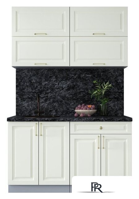 Готовая кухня Интерлиния Мила Шато 1.4Б (белый/белый/кастилло темный) - Изображение №1 — Интернет-магазин ПроЗаказ