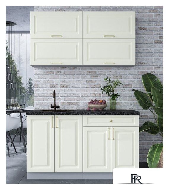 Готовая кухня Интерлиния Мила Шато 1.4Б (белый/белый/кастилло темный) - Изображение №3 — Интернет-магазин ПроЗаказ