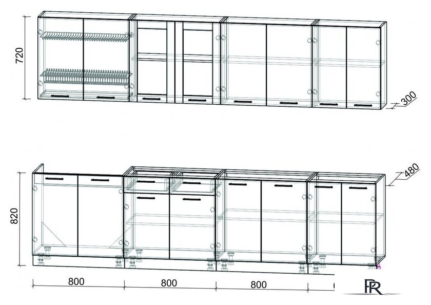 Готовая кухня Интерлиния Мила 30 без столешницы (белый платинум) - Изображение №2 — Интернет-магазин ПроЗаказ