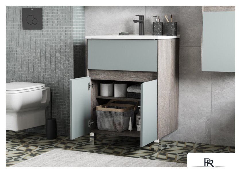  Акватон Тумба с умывальником Форест 60 1A2782K0FR9C0 (дуб рошелье/сумеречный голубой) - Изображение №11 — Интернет-магазин ПроЗаказ