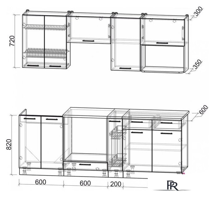 Готовая кухня Интерлиния Мила 2.2 ВТ (белый платинум/дуб веллингтон/белый гранит) - Изображение №3 — Интернет-магазин ПроЗаказ