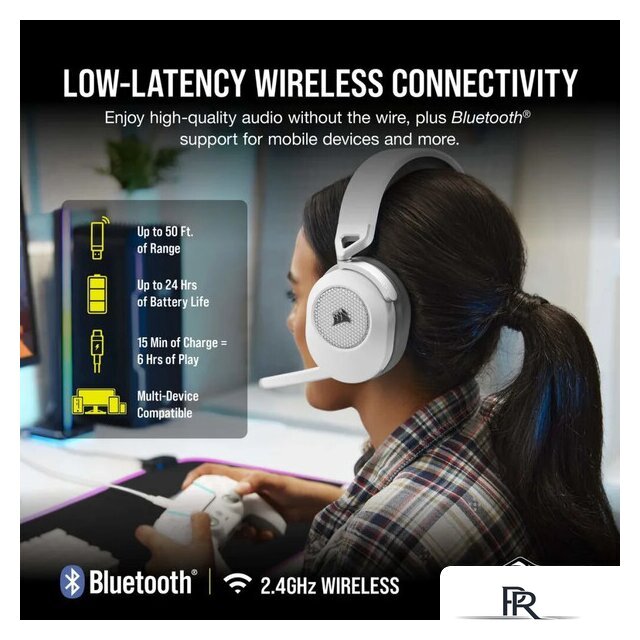 Наушники Corsair HS65 Wireless V2 (белый) - Изображение №4 — Интернет-магазин ПроЗаказ