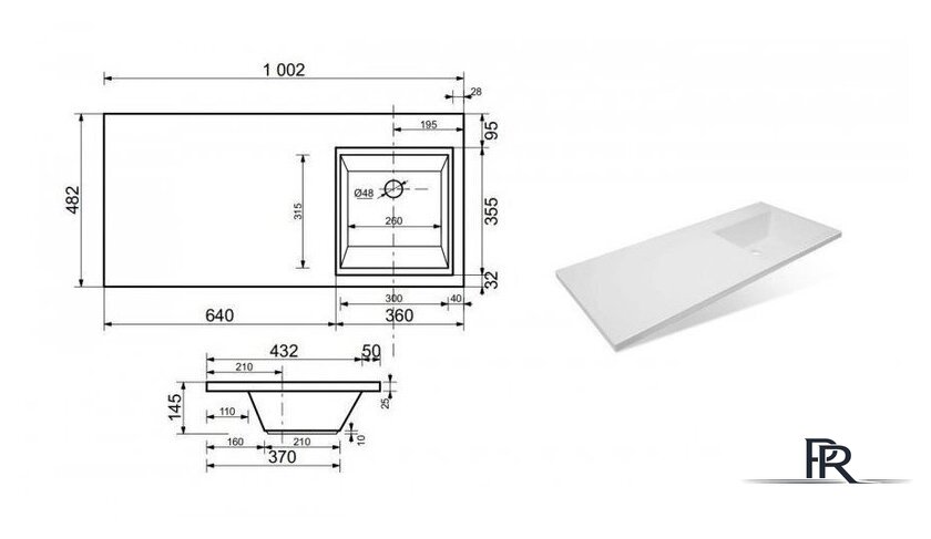 Умывальник Эстет Dallas Silk 100x48 R ФР-00014933 - Изображение №5 — Интернет-магазин ПроЗаказ