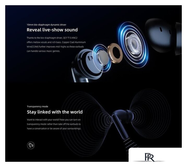 Наушники QCY T13 ANC 2 (темно-синий) - Изображение №4 — Интернет-магазин ПроЗаказ