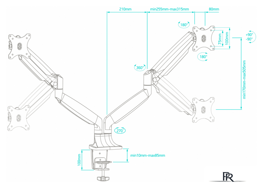Кронштейн для монитора Onkron G200B - Изображение №11 — Интернет-магазин ПроЗаказ
