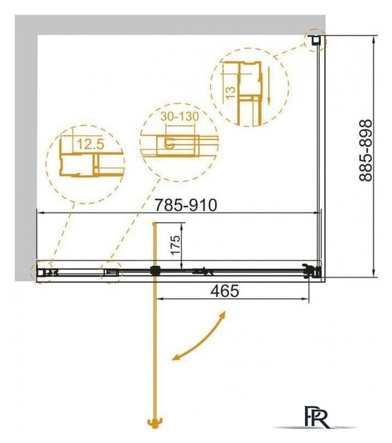 Душевой уголок Cezares VARIANTE-AH-1-80/90-90-C-Cr - Изображение №2 — Интернет-магазин ПроЗаказ