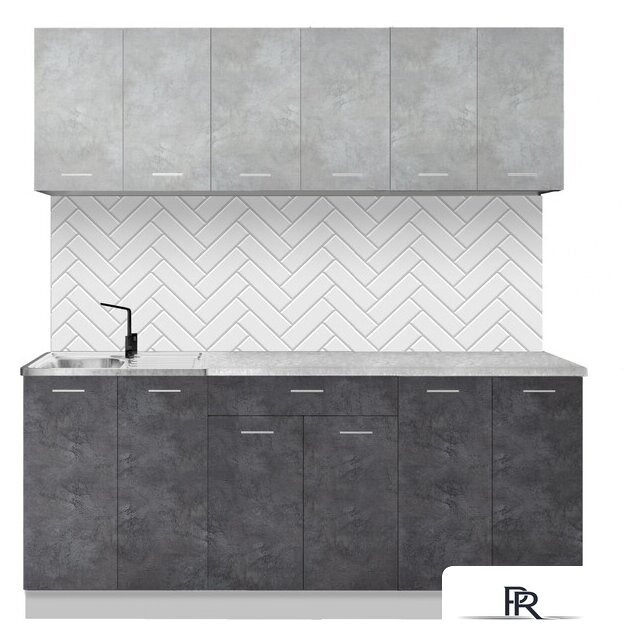 Готовая кухня Артём-Мебель Лана СН-113 без стекла 1.8 (бетон спаркс лайт/бетон спаркс) - Изображение №1 — Интернет-магазин ПроЗаказ