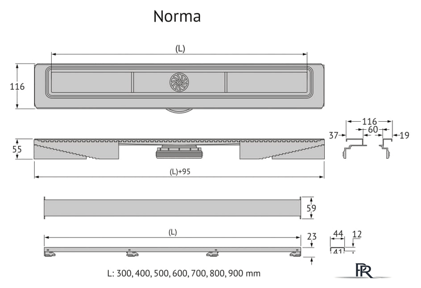 Трап/канал Berges Wasserhaus С1 Norma 500 095136 (матовый черный) - Изображение №6 — Интернет-магазин ПроЗаказ