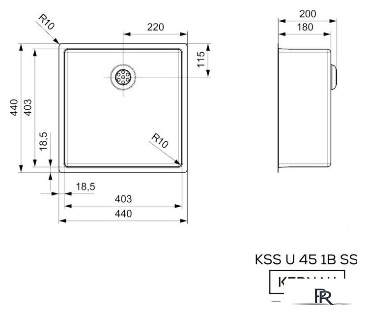 Кухонная мойка Kernau KSS U 45 1B SS Smooth - Изображение №2 — Интернет-магазин ПроЗаказ