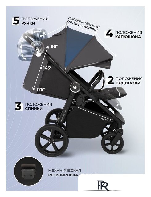 Коляска прогулочная «книга» Sweet Baby Contente Plus Basic (серый) - Изображение №3 — Интернет-магазин ПроЗаказ