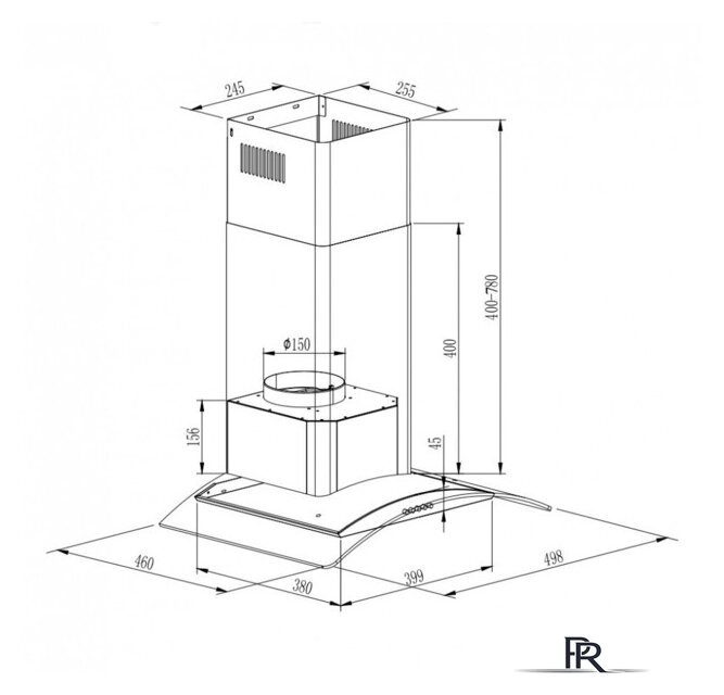 Кухонная вытяжка GrandGermes Brela 50 (черный) - Изображение №2 — Интернет-магазин ПроЗаказ