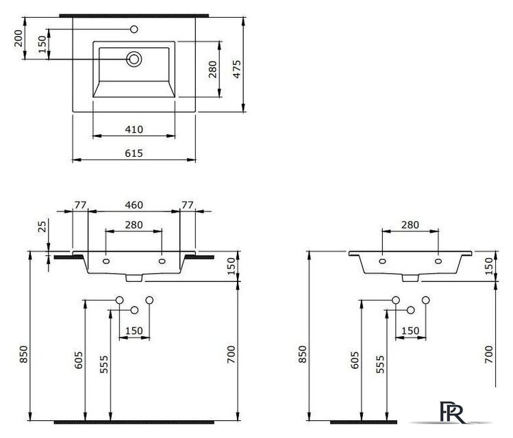 Умывальник Berges Wasserhaus Ego 60x47.5 182004 - Изображение №2 — Интернет-магазин ПроЗаказ