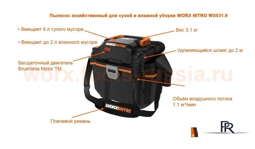 Пылесос Worx WX031.9 (без АКБ и ЗУ) - Изображение №3 — Интернет-магазин ПроЗаказ
