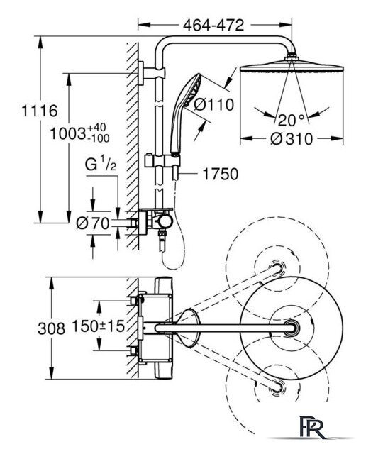 Душевая система  Grohe Vitalio Joy 310 26401001 - Изображение №2 — Интернет-магазин ПроЗаказ