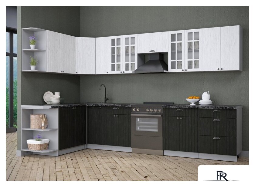 Готовая кухня Интерлиния Берес 1.7x3.3 левая (дуб английский/дуб полярный/кастилло темный) - Изображение №4 — Интернет-магазин ПроЗаказ