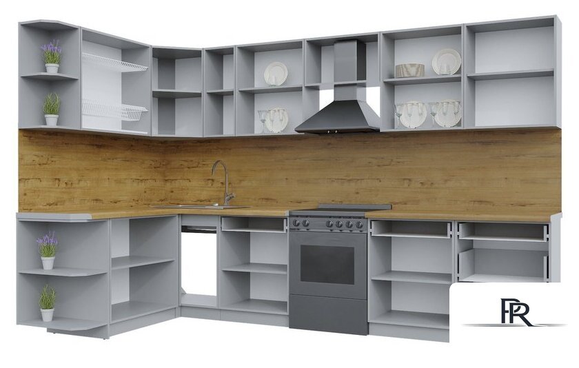 Готовая кухня Интерлиния Берес 1.7x3.3 левая (дуб английский/дуб полярный/кастилло темный) - Изображение №2 — Интернет-магазин ПроЗаказ