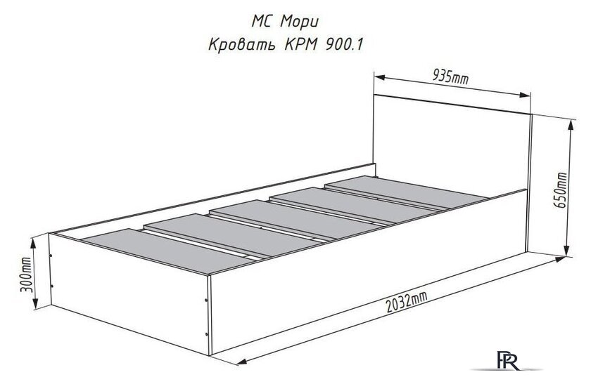 Кровать ДСВ Мори КРМ 900.1 (белый) - Изображение №3 — Интернет-магазин ПроЗаказ