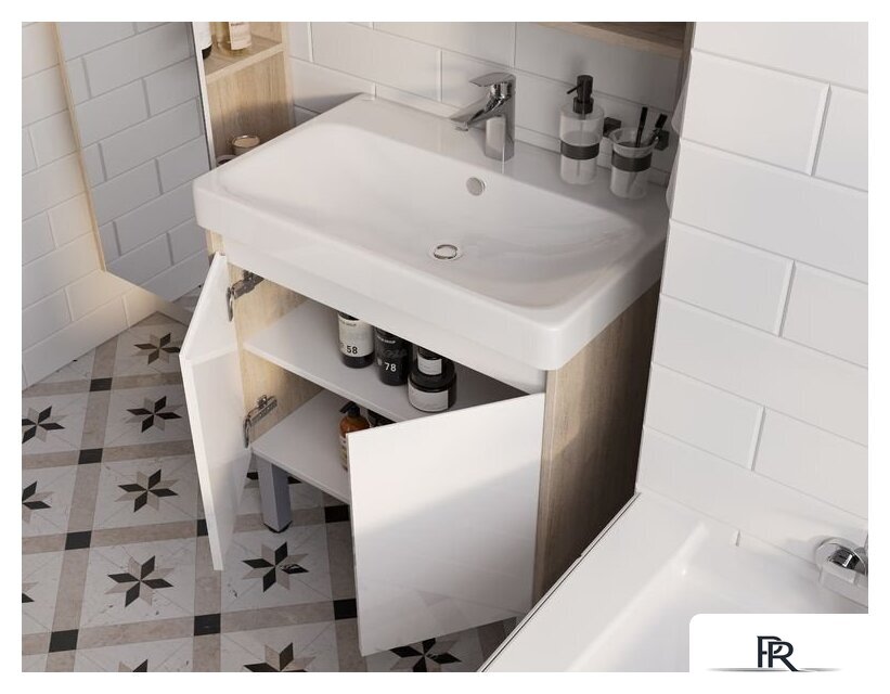  Акватон Тумба с умывальником Сканди Doors 70 1A2789K0SDB20 (белый/дуб верона) - Изображение №9 — Интернет-магазин ПроЗаказ