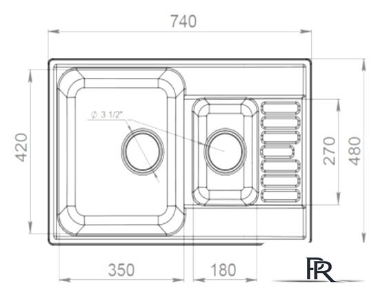 Кухонная мойка GranFest QUARZ Z-21K (песочный) - Изображение №3 — Интернет-магазин ПроЗаказ