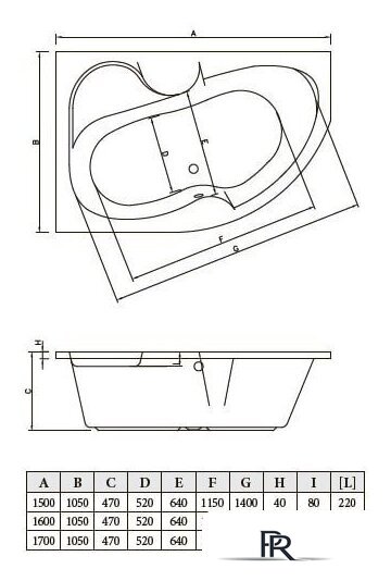Ванна Bonito Home Atria 150x105L (с ножками) - Изображение №3 — Интернет-магазин ПроЗаказ