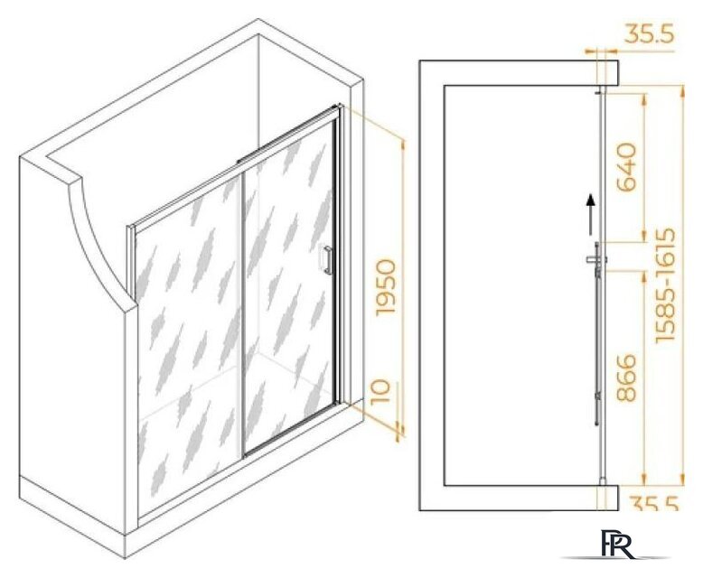 Душевая дверь RGW PA-017 R 350801716-21 (хром/матовое стекло) - Изображение №6 — Интернет-магазин ПроЗаказ