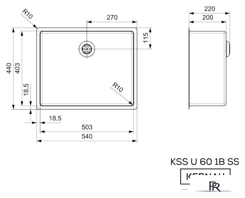 Кухонная мойка Kernau KSS U 60 1B SS Smooth - Изображение №4 — Интернет-магазин ПроЗаказ