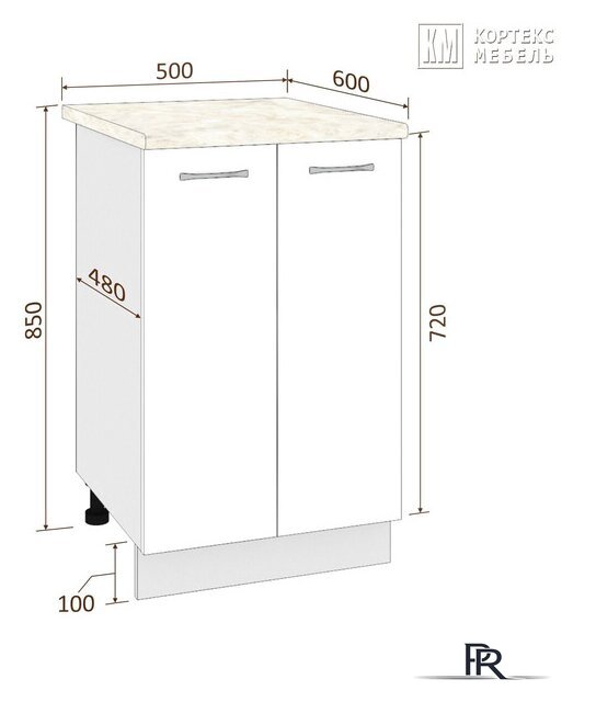 Шкаф напольный Кортекс-мебель Корнелия Лира НШ50р (оникс/марсель) - Изображение №3 — Интернет-магазин ПроЗаказ