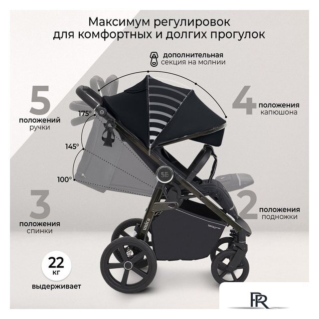 Коляска прогулочная «книга» Sweet Baby Unica (черный) - Изображение №5 — Интернет-магазин ПроЗаказ