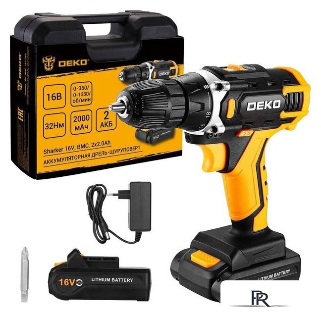 Дрель-шуруповерт Deko Sharker 16V 083-1108 (с 2-мя АКБ, кейс) - Изображение №1 — Интернет-магазин ПроЗаказ