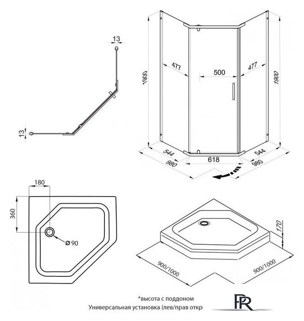 Душевой уголок Triton Дека-Блэк 100х100 (без поддона) - Изображение №11 — Интернет-магазин ПроЗаказ