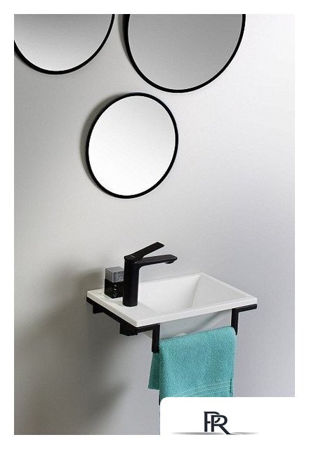 Умывальник Belux Мини-1 HR1240 (черный, с каркасом, сифоном, донным клапаном) - Изображение №3 — Интернет-магазин ПроЗаказ