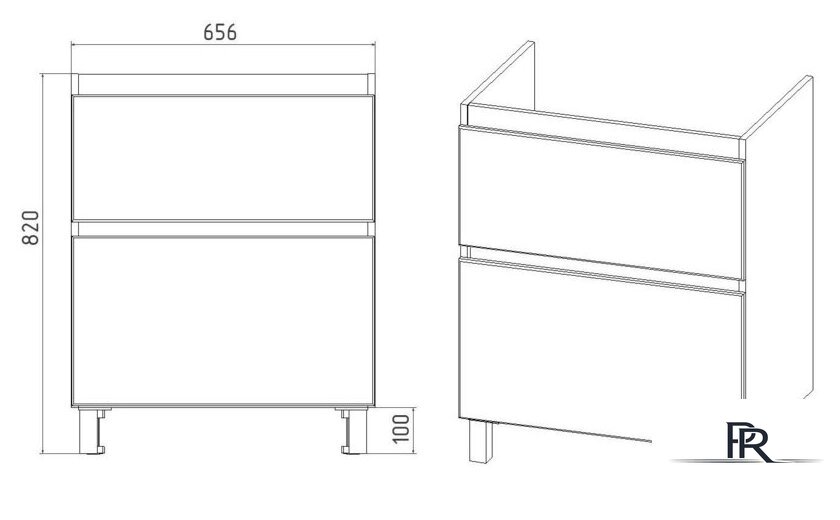  Viant Тумба под умывальник Мальта Como 70 VMAL70CO-T2Y - Изображение №4 — Интернет-магазин ПроЗаказ