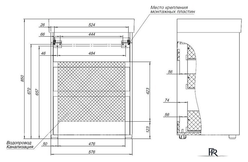  Aquanet Тумба под умывальник Nova Lite 60 302470 - Изображение №7 — Интернет-магазин ПроЗаказ