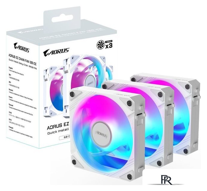 Комплект вентиляторов для корпуса Gigabyte Aorus EZ Chain Fan 120 Ice 3-Pack - Изображение №7 — Интернет-магазин ПроЗаказ
