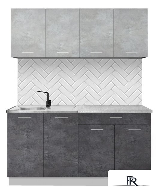 Готовая кухня Артём-Мебель Лана СН-113 без стекла 1.6 (бетон спаркс лайт/бетон спаркс) - Изображение №1 — Интернет-магазин ПроЗаказ