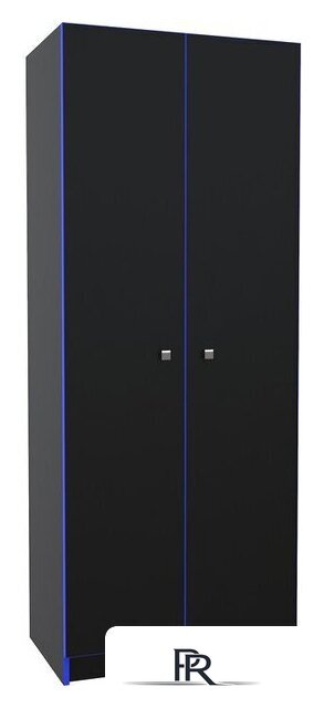 Шкаф распашной МДК Black 2-х створчатый низкий BL-ГШ3С 370x650x1800 (черный/кромка синяя) - Изображение №1 — Интернет-магазин ПроЗаказ