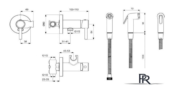 Гигиенический душ Ideal Standard IdealSpray BD130AA - Изображение №2 — Интернет-магазин ПроЗаказ