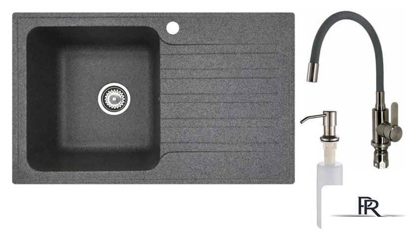 Кухонная мойка БелЭворс Styl L + смеситель W74004-9 + дозатор L405-1 (серый/сатин) - Изображение №1 — Интернет-магазин ПроЗаказ