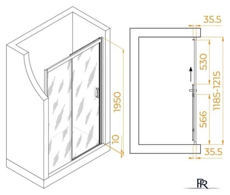 Душевая дверь RGW PA-017 R 350801712-21 - Изображение №6 — Интернет-магазин ПроЗаказ