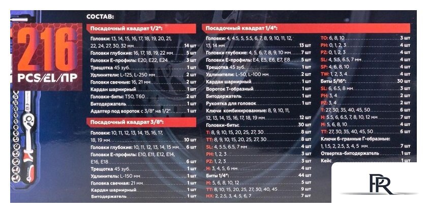 Универсальный набор инструментов Yataforce YF-38841 (216 предметов) - Изображение №5 — Интернет-магазин ПроЗаказ