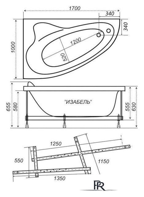 Ванна Triton Изабель 170x100R (с каркасом) - Изображение №9 — Интернет-магазин ПроЗаказ
