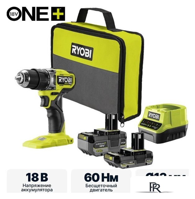 Ударная дрель-шуруповерт Ryobi RPD18C1-242S 5133006524 (с 2-мя АКБ, сумка) - Изображение №1 — Интернет-магазин ПроЗаказ