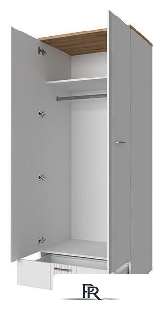 Шкаф распашной Anrex Mateo 2DG1S (белый/дуб наварра) - Изображение №2 — Интернет-магазин ПроЗаказ