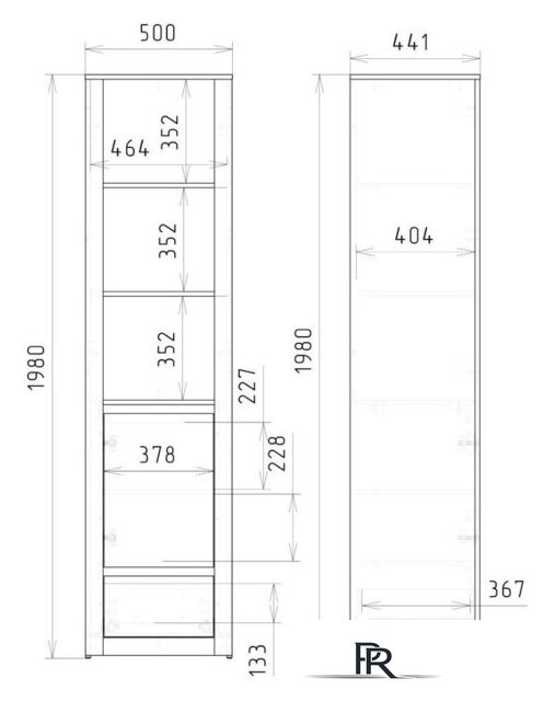 Шкаф-пенал Рэйгрупп Bromo ВТ-04 1D1Y 50x198x45 ВТ-04 BR (дуб бордолайт) - Изображение №7 — Интернет-магазин ПроЗаказ