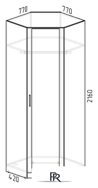 Шкаф распашной Интермебель Марсель 1 зеркало МР-11 (шиншилла серая) - Изображение №3 — Интернет-магазин ПроЗаказ