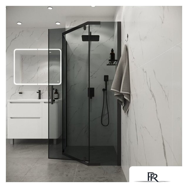 Душевой уголок Niagara Eco NG-1010-14DT 100x100x190 (черный/стекло тонированное) - Изображение №4 — Интернет-магазин ПроЗаказ