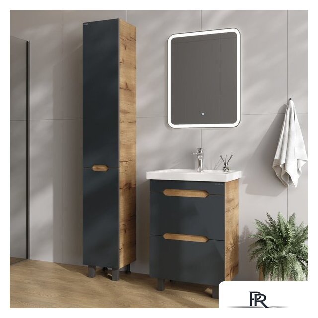  Onika Шкаф-пенал для ванной Айленд 30 403084 (графит/дуб крафт золотой) - Изображение №8 — Интернет-магазин ПроЗаказ