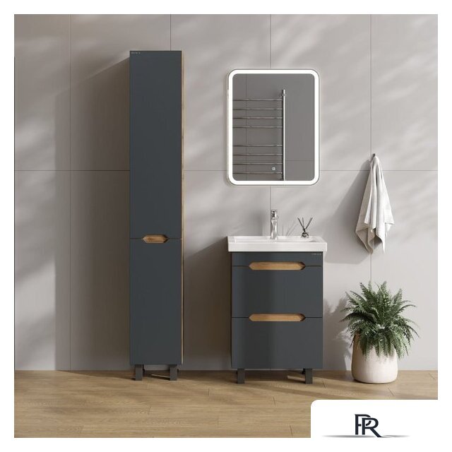  Onika Шкаф-пенал для ванной Айленд 30 403084 (графит/дуб крафт золотой) - Изображение №10 — Интернет-магазин ПроЗаказ